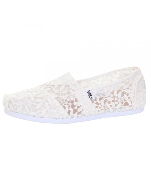 Toms women's white shop lace leaves alpargata flat